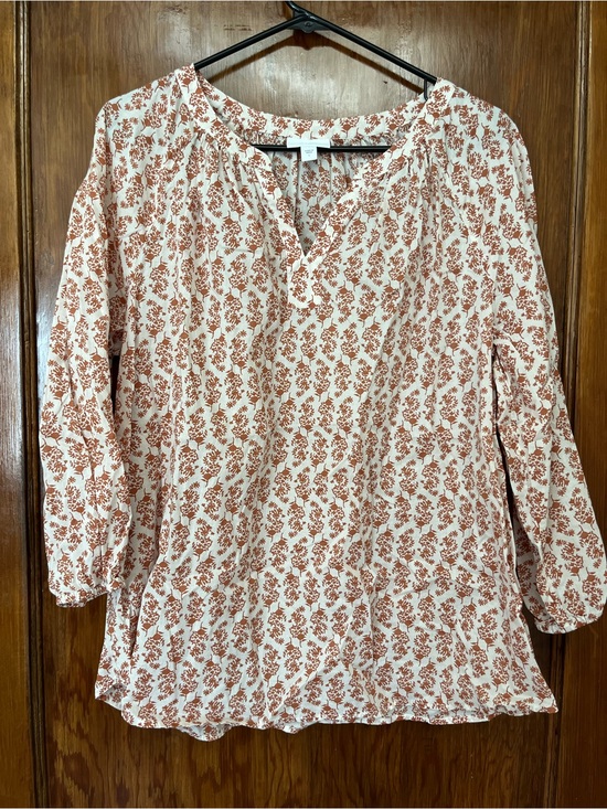 J. Jill Tops - J. Jill Cream & Rust Floral Peasant Blouse